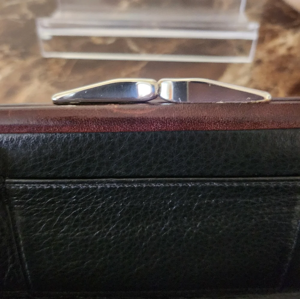 Brighton Brown Woven Leather Kisslock Wallet/Wristlet EUC - Picture 13 of 16